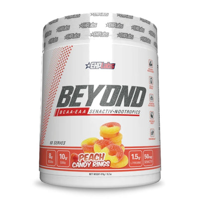 EHP Beyond BCAA+EAA Intra-Workout Aminos EHP Labs Size: 60 Servings Flavor: Peach Candy Rings