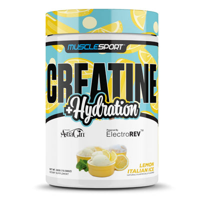 Musclesport Creatine + Hydration Creatine Musclesport Size: 300 Grams Flavor: Lemon Italian Ice