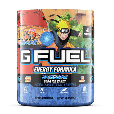 G FUEL Energy Formula Pre-Workout G Fuel Size: 40 Servings Flavor: NARUTO'S RASENGAN (Soda Ice Candy)