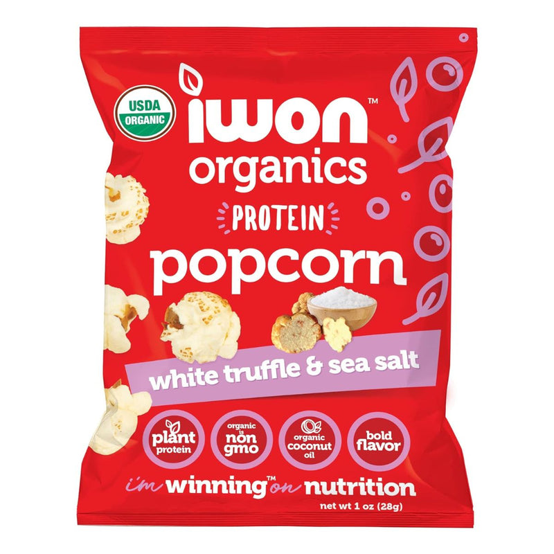 IWON Organics Organic Protein Popcorn Healthy Snacks IWON Organics Size: 8 Bags Flavor: Sweet & Salty, White Cheddar, White Truffles & Sea Salt
