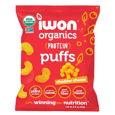 IWON Organics Protein Puffs Protein Food IWON Organics Size: 8 Bags Flavor: Caramelized Onion, Cheddar Cheese, Jalapeno Pineapple, Red Pepper