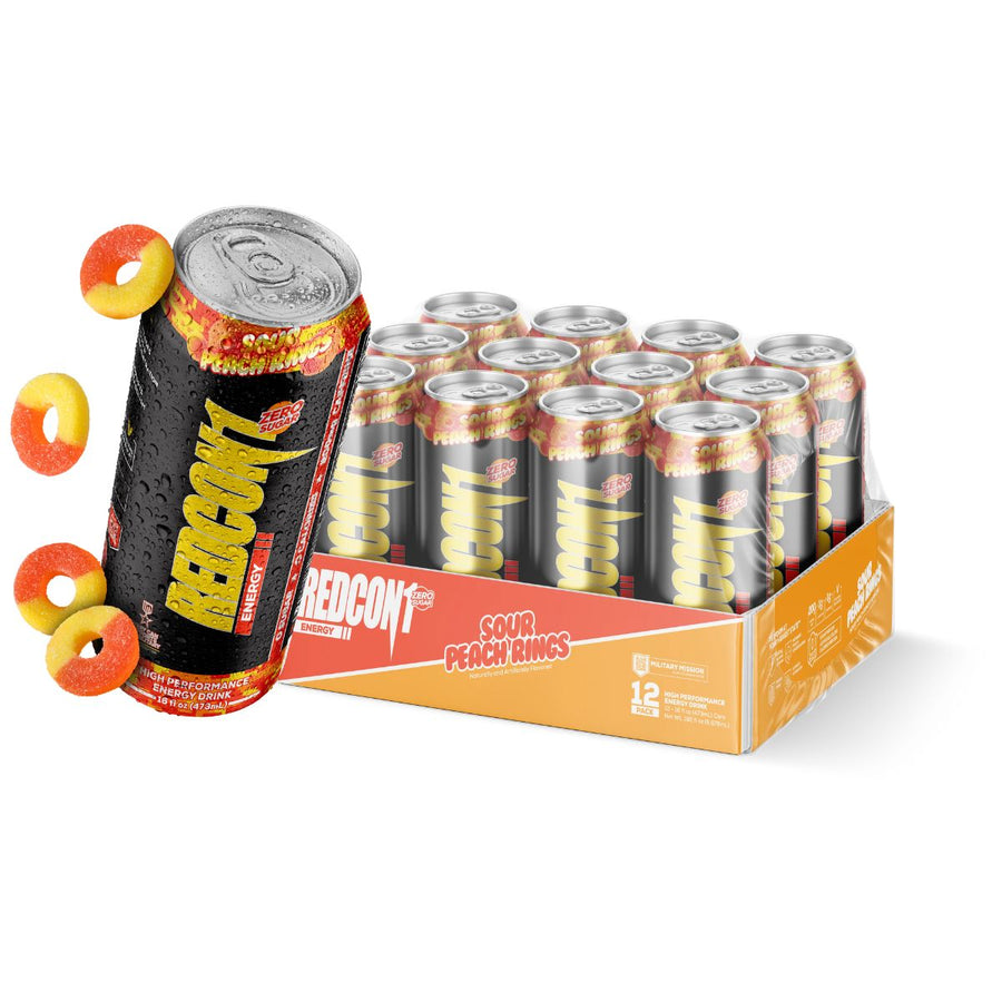 Redcon1 Energy Drink Energy Drink RedCon1 Size: 12 Cans Flavor: Sour Peach Rings