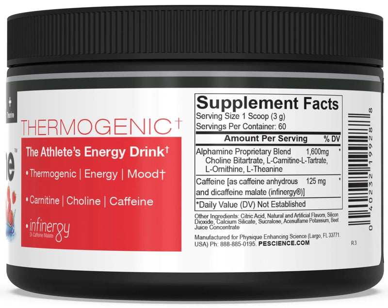 PES Alphamine Pre Workout Weight Management PEScience Size: 60 Servings Flavor: Raspberry Lemonade, Melon Berry Twist
