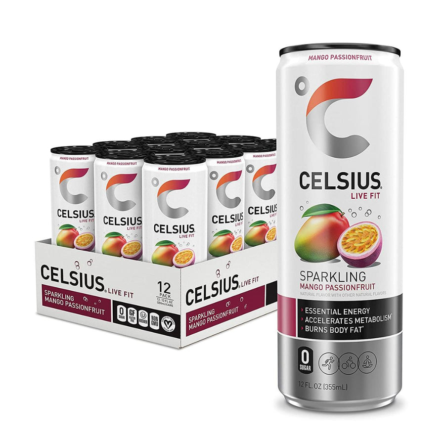 CELSIUS Energy Drink RTD Celsius Size: 12 Cans Flavor: Mango Passionfruit