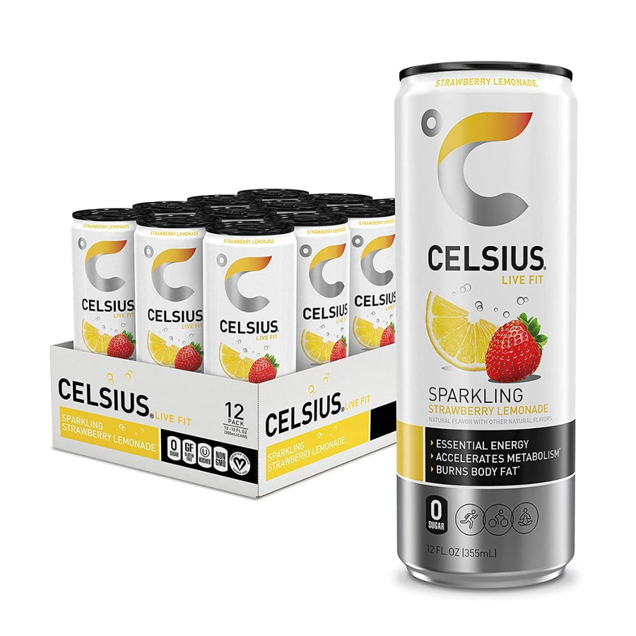 CELSIUS Energy Drink RTD Celsius Size: 12 Cans Flavor: Strawberry Lemonade