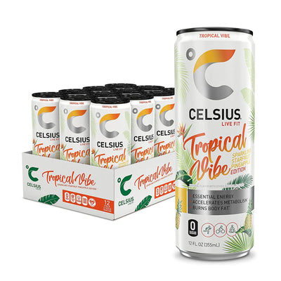 CELSIUS Energy Drink RTD Celsius Size: 12 Cans Flavor: Tropical Vibes