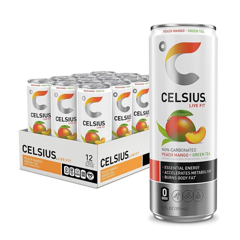 CELSIUS Energy Drink RTD Celsius Size: 12 Cans Flavor: Peach Mango Green Tea