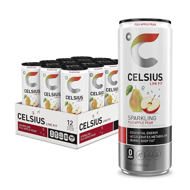 CELSIUS Energy Drink RTD Celsius Size: 12 Cans Flavor: Sparkling Fuji Apple Pear
