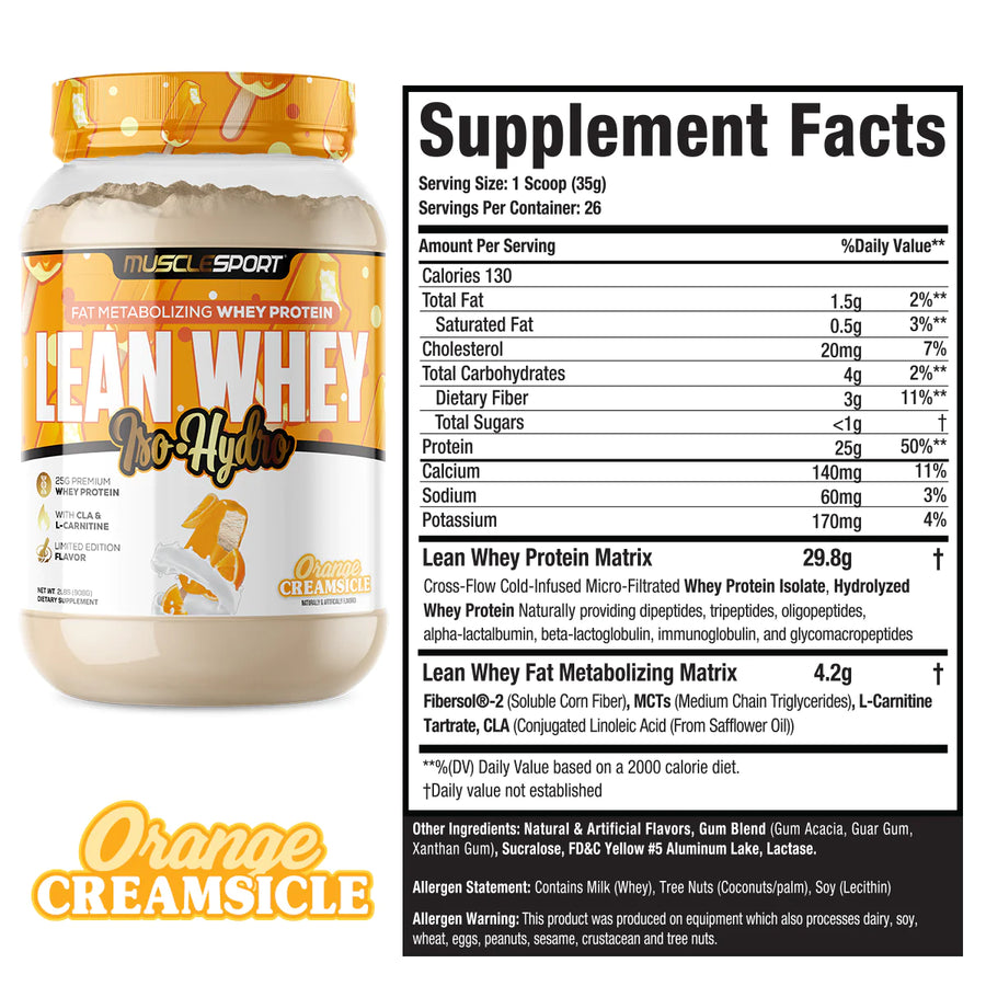 Musclesport Lean Whey Protein Protein Musclesport Size: 2 Lbs. Flavor: Vanilla Ice Cream, Chocolate Ice Cream, Chocolate Peanut Butter, Strawberries N&