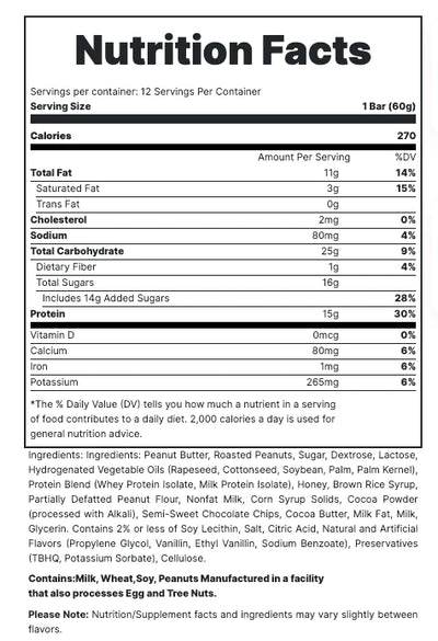 #nutrition facts_12 Bars / Peanut Butter