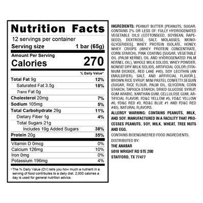 #nutrition facts_12 Bars / Frosted Strawberry Cupcake