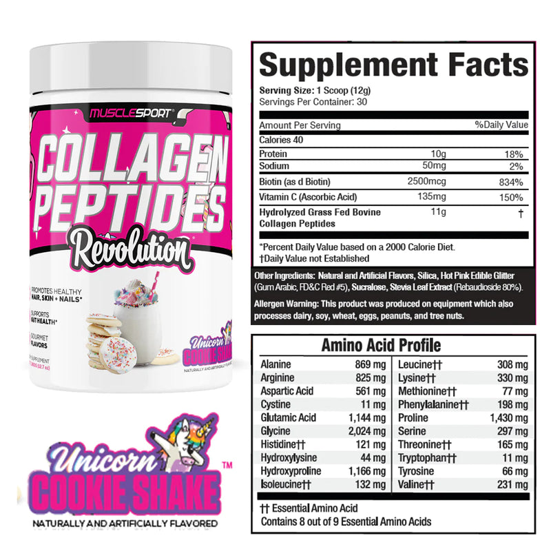 Musclesport Collagen Peptides Collagen Musclesport Size: 30 Servings Flavor: Unflavored, Lean Charms, Unicorn Cookies, Pistachio Ice Cream, Toasted Almonds, Strawberry, Almond Mocha Bliss, Protella