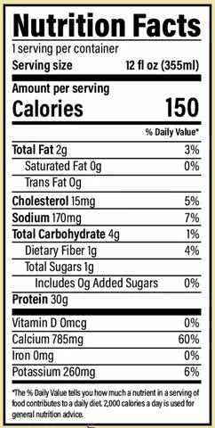 #nutrition facts_12 Bottles / Vanilla