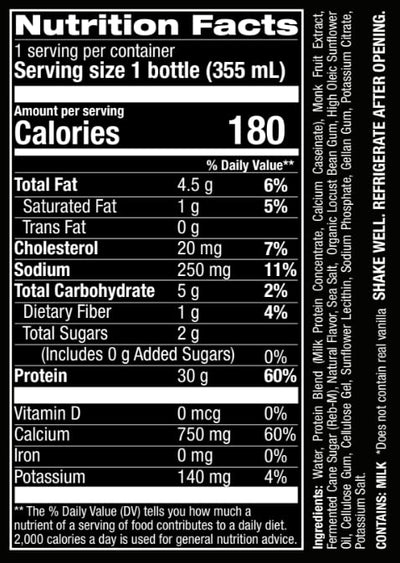 #nutrition facts_12 Bottles / Vanilla