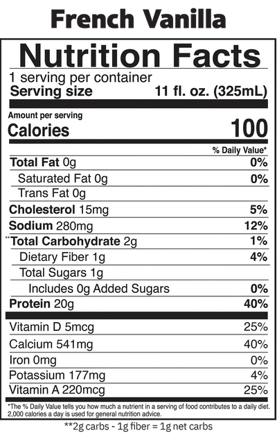 #nutrition facts_12 Bottles / French Vanilla Shake