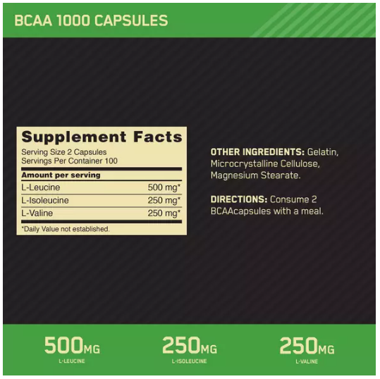 Optimum Nutrition BCAA 1000 Aminos Optimum Nutrition Size: 60 Capsules, 200 Capsules, 400 Capsules