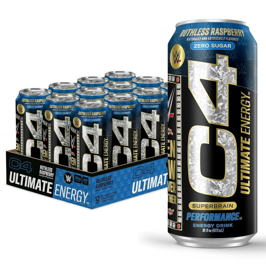Bucked Up Energy Drink, Blue Raz, 12 Cans, 16 oz, 300 mg Caffeine