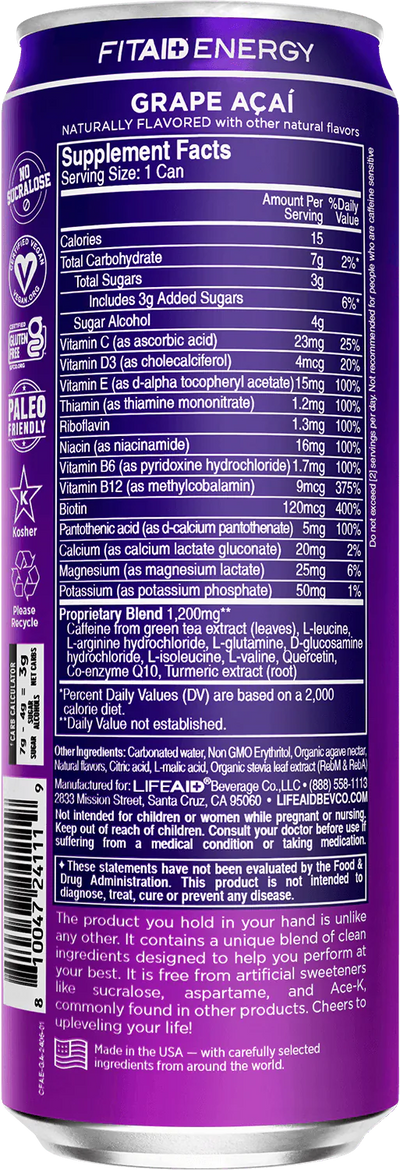 #nutrition facts_12 Pack / Grape Acai