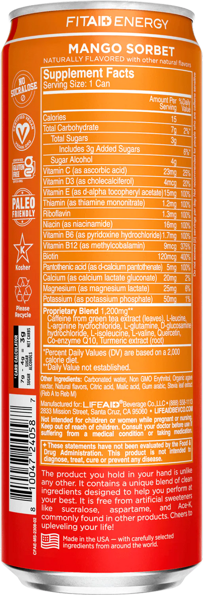 #nutrition facts_12 Pack / Mango Sorbet