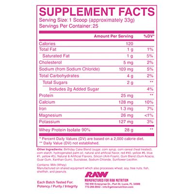 #nutrition facts_25 Servings / Birthday Cake