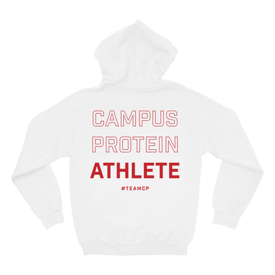 CP Athlete Hoodie Apparel & Accessories CampusProtein.com Colors: White Sizes: Small (S), Medium (M), Large (L), Extra Large (XL), XXL (2XL)