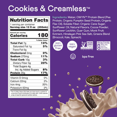 #nutrition facts_12 Bottles / Cookies and Cream