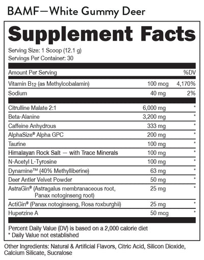 #nutrition facts_ 30 Servings / BAMF - White Gummy Deer
