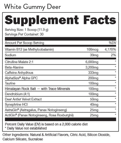 #nutrition facts_ 30 Servings / Woke AF - White Gummy Deer