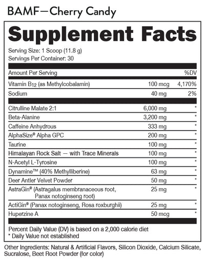 #nutrition facts_ 30 Servings / BAMF - Cherry Hard Candy