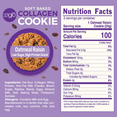 321 GLO Collagen Cookies Healthy Snacks 321 GLO Size: 6 Pack, 12 Pack Flavor: White Chocolate Macadamia Nut, Peanut Butter, Birthday Cake, Chocolate Chip, Snickerdoodle, Oatmeal Raisin, Double Chocolate Chip