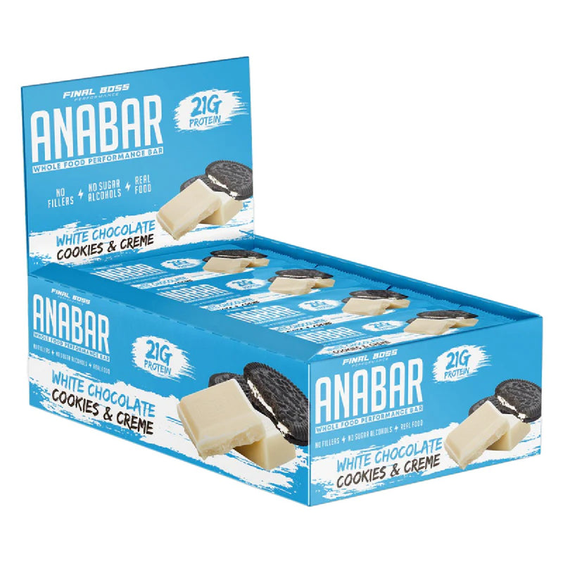Anabar Healthy Snacks Final Boss Size: 12 Bars Flavor: White Chocolate Cookies and Cream