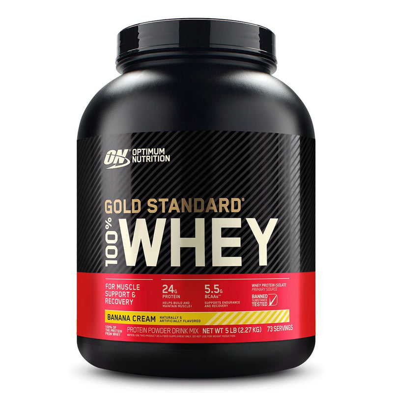 Gold Standard 100% Whey Protein Optimum Nutrition Size: 5 Lbs Flavor: Banana Cream