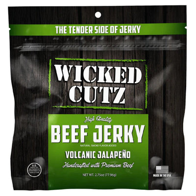 Wicked Cutz Beef Jerky Protein Food Wicked Cutz Size: 2.75 OZ Flavor: Volcanic Jalapeño Beef Jerky