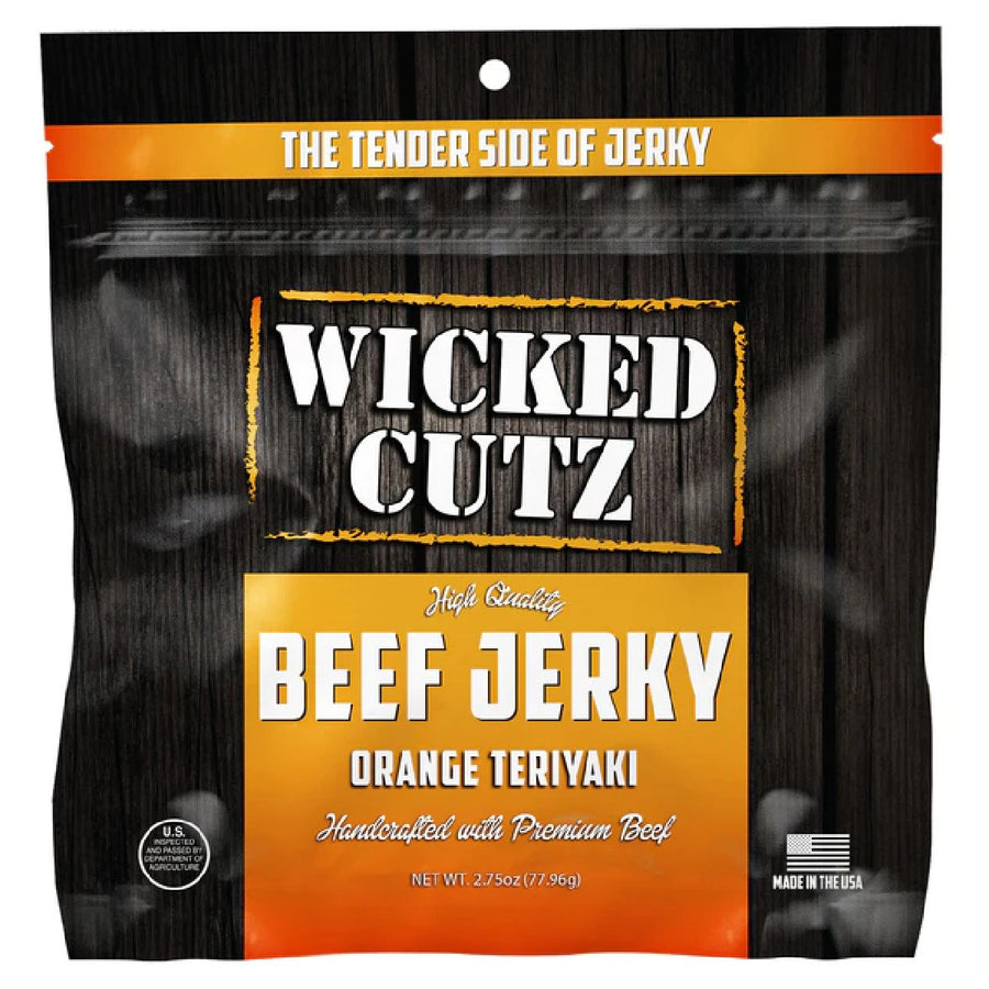 Wicked Cutz Beef Jerky Protein Food Wicked Cutz Size: 2.75 OZ Flavor: Orange Teriyaki Beef Jerky