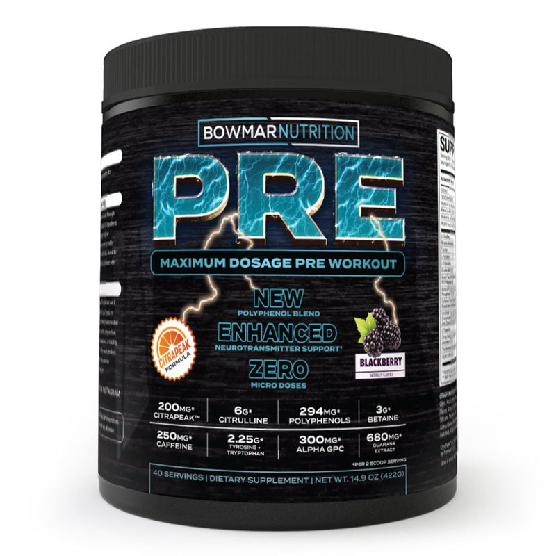 Bowmar Nutrition PRE l Max Dose Pre Workout l by Sarah Bowmar l Blackberry