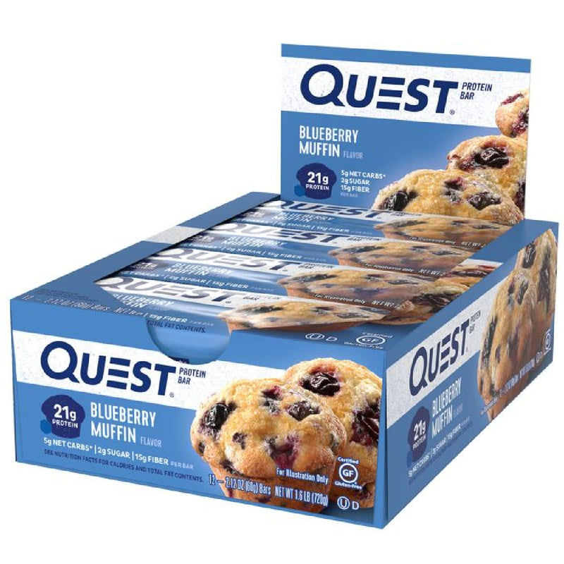 Quest Protein Bars Healthy Snacks Quest Nutrition Size: 12 Bars Flavor: Blueberry Muffin