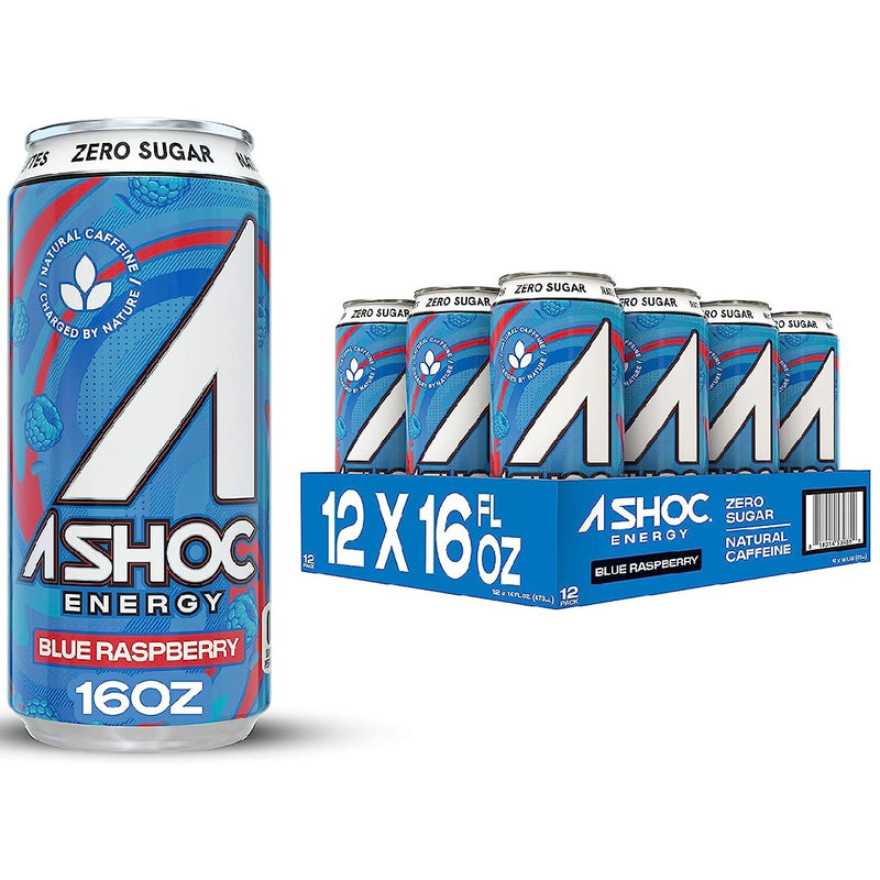 A-Shoc Energy Drink Energy Drink Adrenaline Shoc Size: Case (12 Cans) Flavor: Blue Raspberry