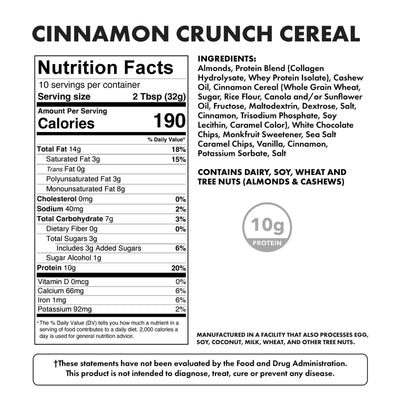 #nutrition facts_10 Servings / Cinnamon Crunch Cereal | Almond