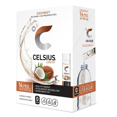 CELSIUS On-the-Go Stick Packs RTD Celsius Size: 14 Sticks Flavor: Coconut