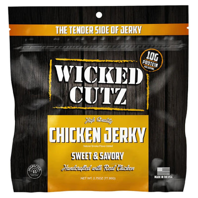 Wicked Cutz Chicken Jerky Protein Food Wicked Cutz Size: 2.75 OZ Flavor: Sweet And Savory Chicken Jerky