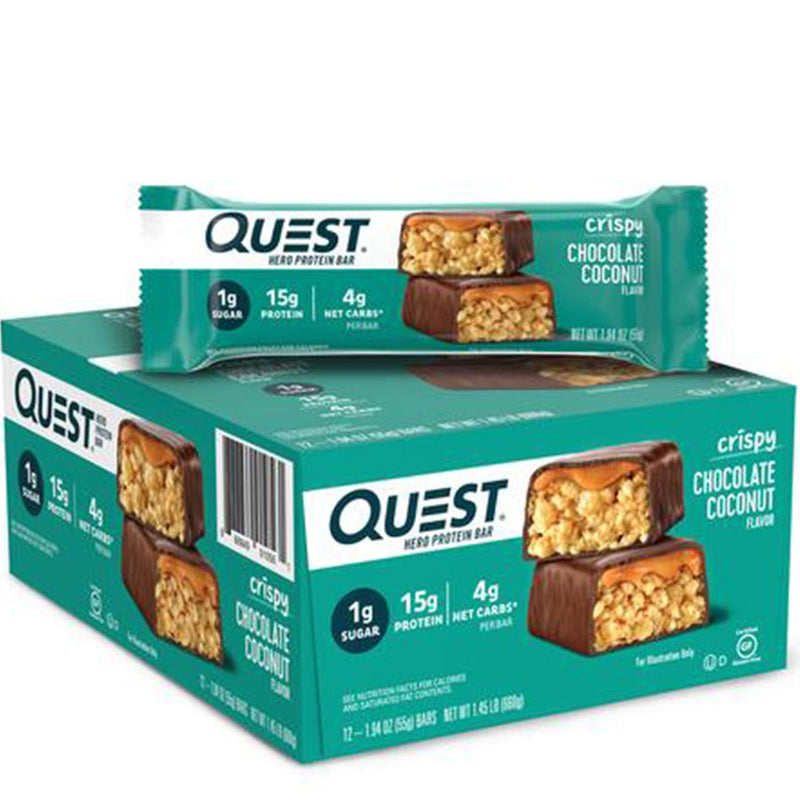 Quest Crispy Hero Protein Bar Healthy Snacks Quest Nutrition Size: 12 Bars Flavor: Chocolate Coconut