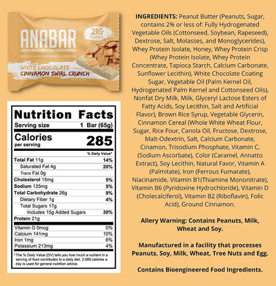 #nutrition facts_12 Bars / White Chocolate Cinnamon Swirl Crunch