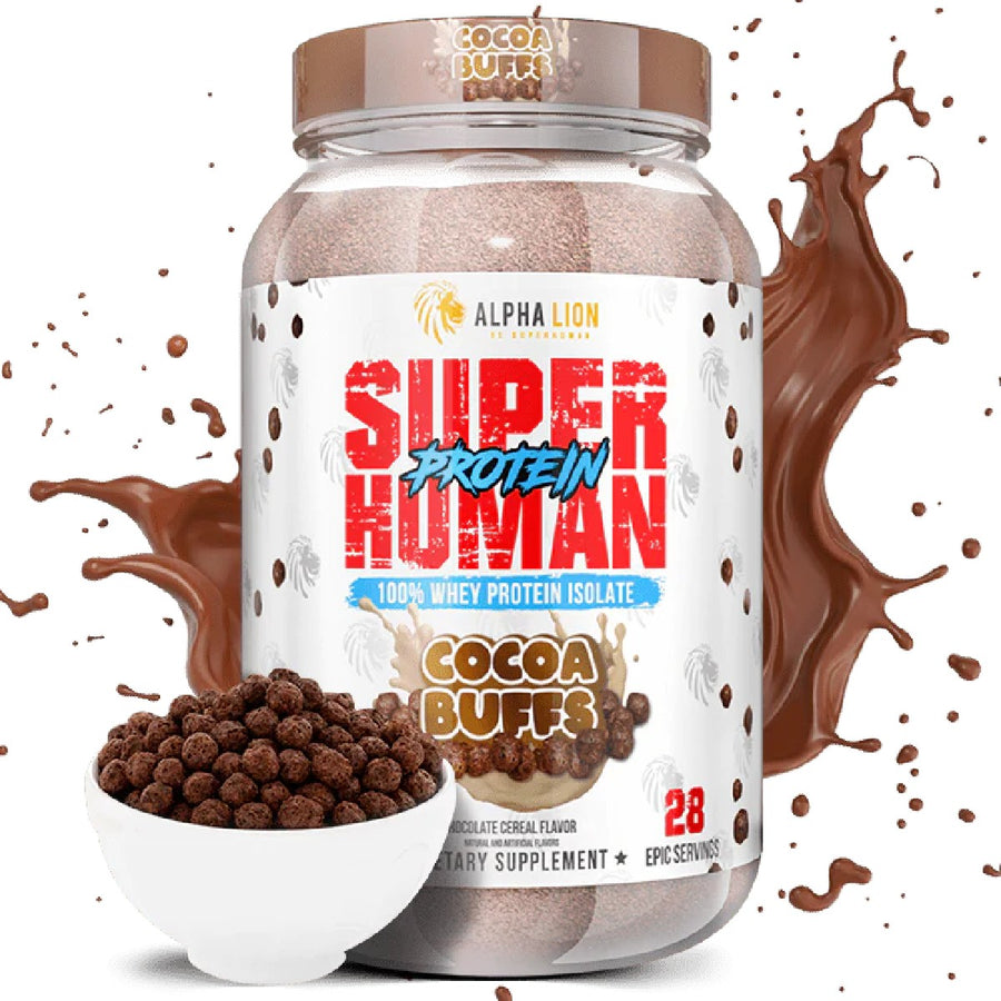 Alpha Lion Superhuman Protein Protein Alpha Lion Size: 2 Lbs. Flavor: Cocoa Buffs Chocolate Cereal Flavor