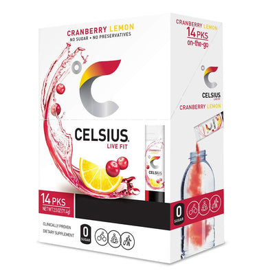 CELSIUS On-the-Go Stick Packs RTD Celsius Size: 14 Sticks Flavor: Cranberry Lemon