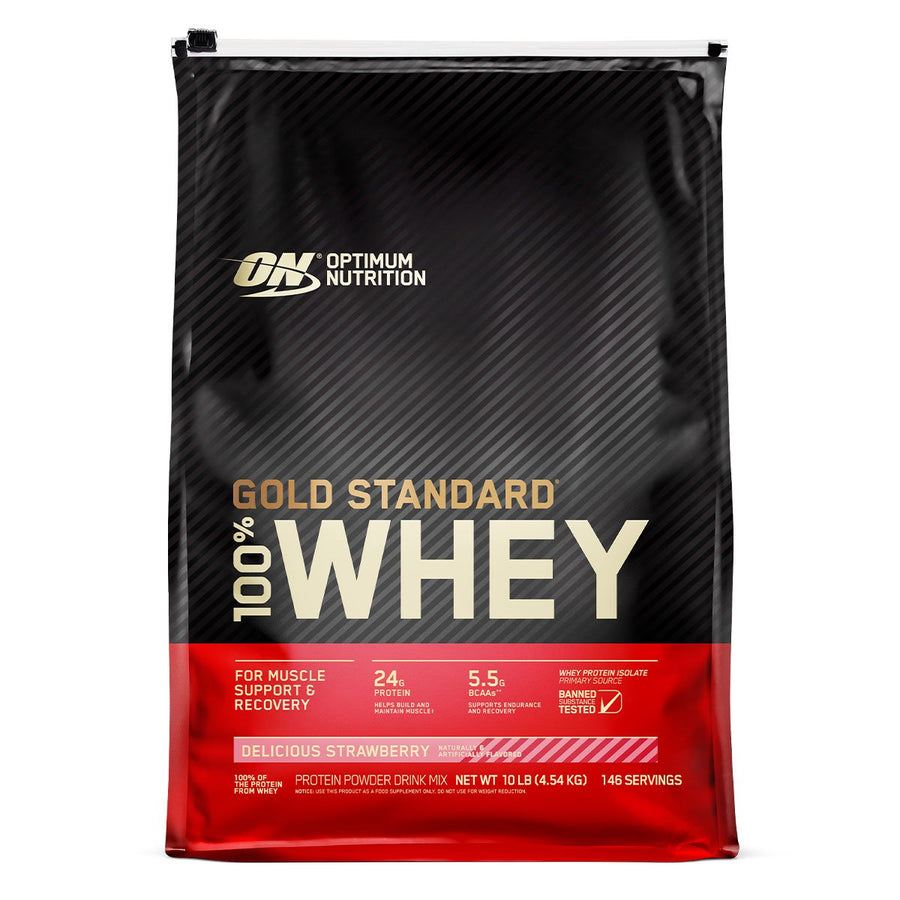 Gold Standard 100% Whey Protein Optimum Nutrition Size: 10 Lbs Flavor: Delicious Strawberry