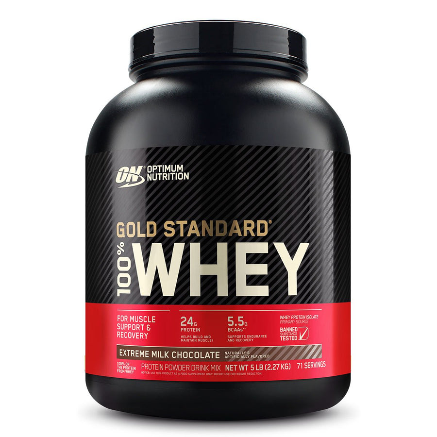 Gold Standard 100% Whey Protein Optimum Nutrition Size: 5 Lbs Flavor: Extreme Milk Chocolate