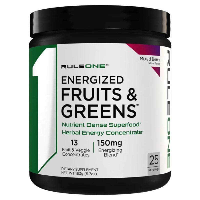 R1 Energized Fruits and Greens Vitamins Rule One Size: 30 Servings Flavor: Mixed Berry