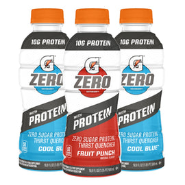 Gatorade Zero with Protein RTD Gatorade Size: 12 Pack Flavor: Fruit Punch, Cool Blue, Glacier Freeze