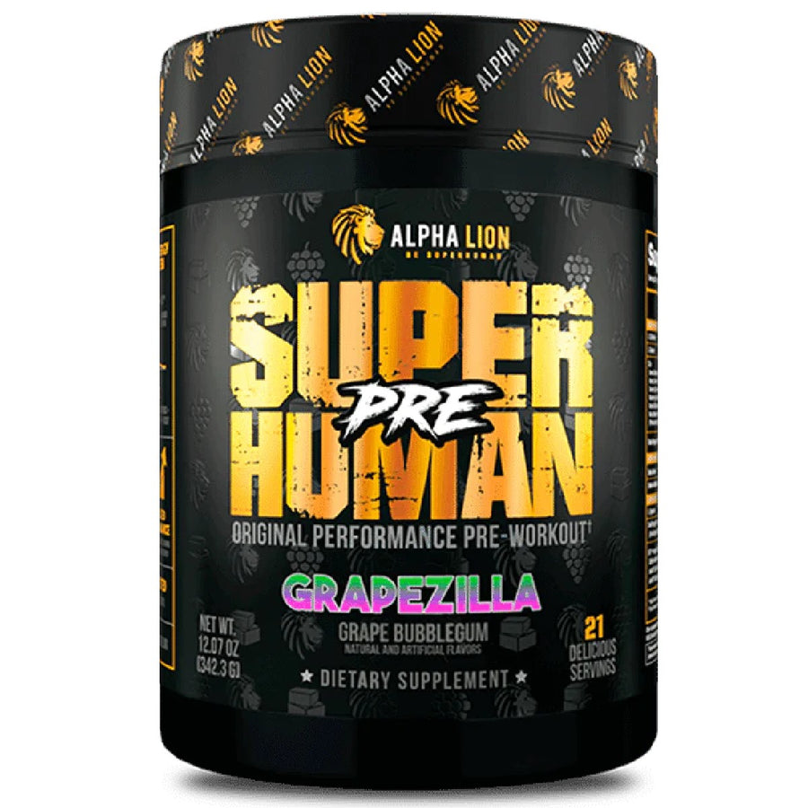 Alpha Lion Super Human Pre-Workout Pre-Workout Alpha Lion Size: 21 Servings Flavor: Grapezilla (Grape Bubblegum)