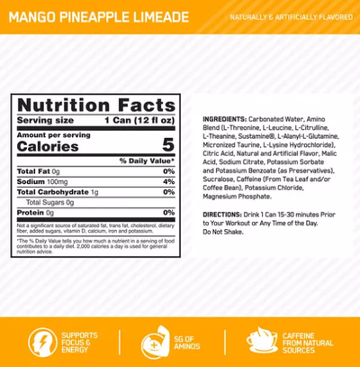 #nutrition facts_12 Cans / Mango Pineapple Limeade